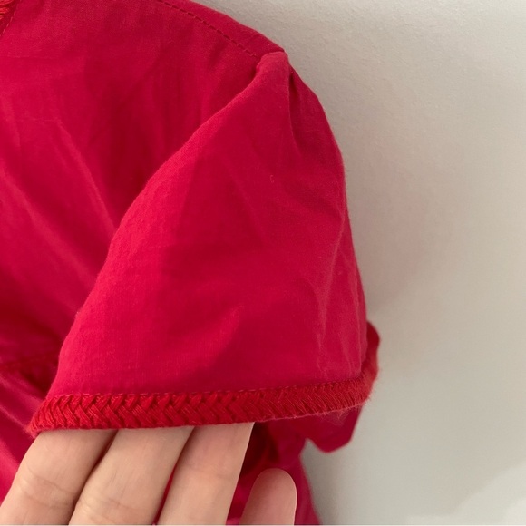 J. Marie Embroidered Peasant Blouse Size Small Relaxed Fit Ruffle Sleeve top 10 - Picture 7 of 9